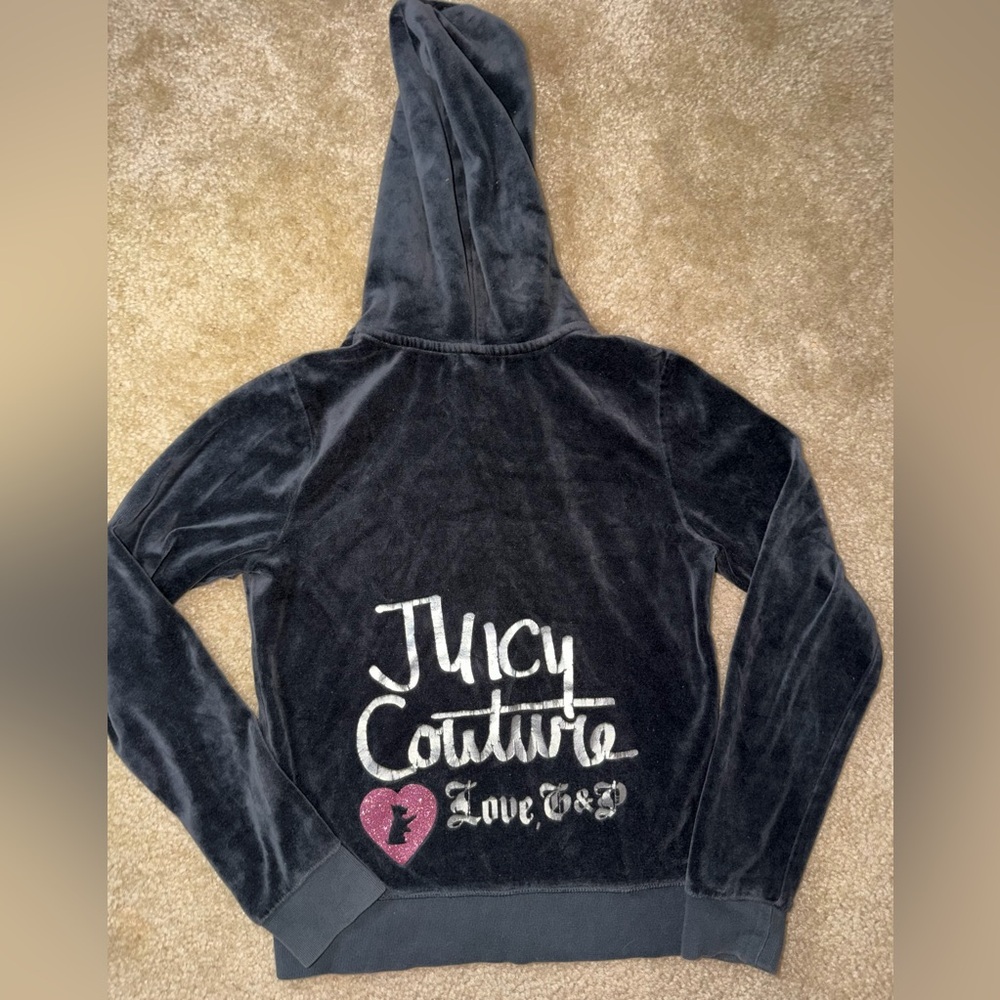 Girls Juicy Couture Velour Zip Up Hoodie Jacket Sz 12